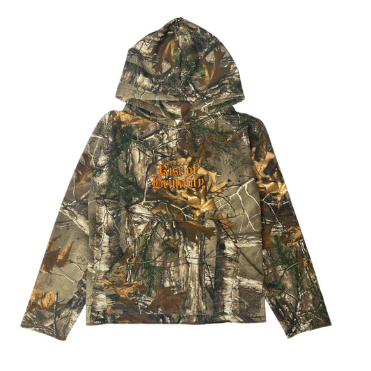 REALTREE EMBROIDERED WORDMARK RAW HEM HOODIE