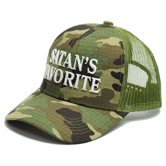 SATAN'S FAVORITE TRUCKER HAT CAMO