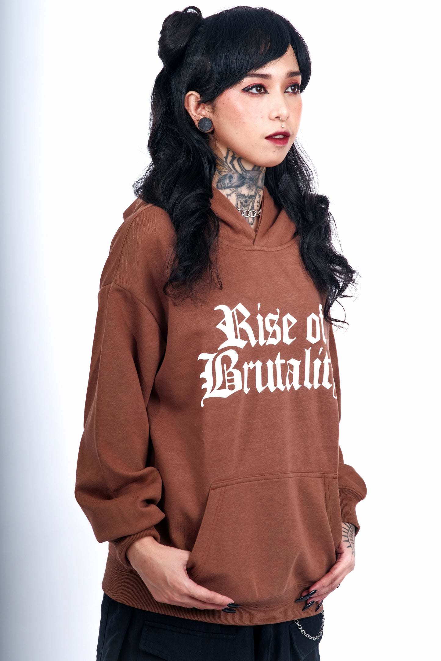 WORDMARK PULLOVER HOODIE BROWN