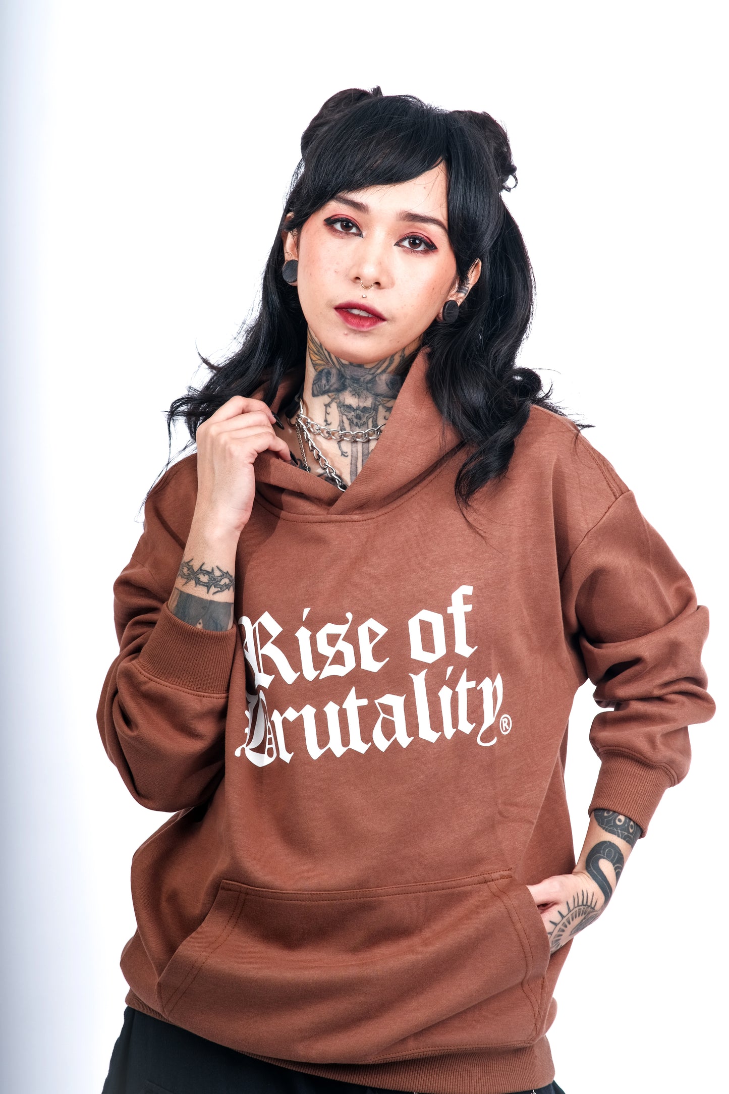 WORDMARK PULLOVER HOODIE BROWN
