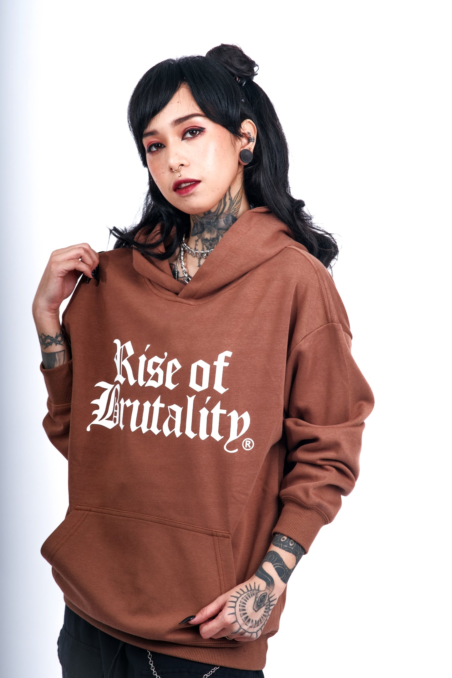 WORDMARK PULLOVER HOODIE BROWN