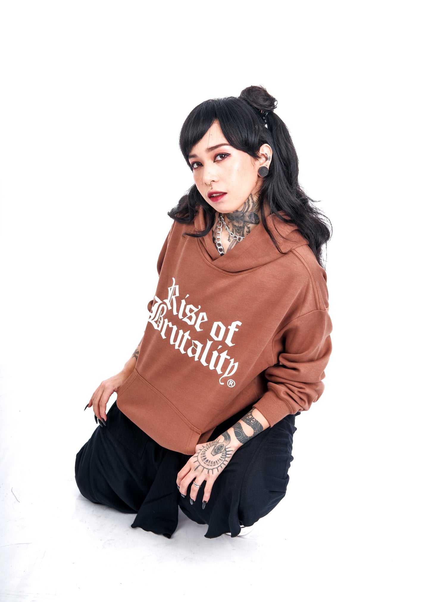 WORDMARK PULLOVER HOODIE BROWN