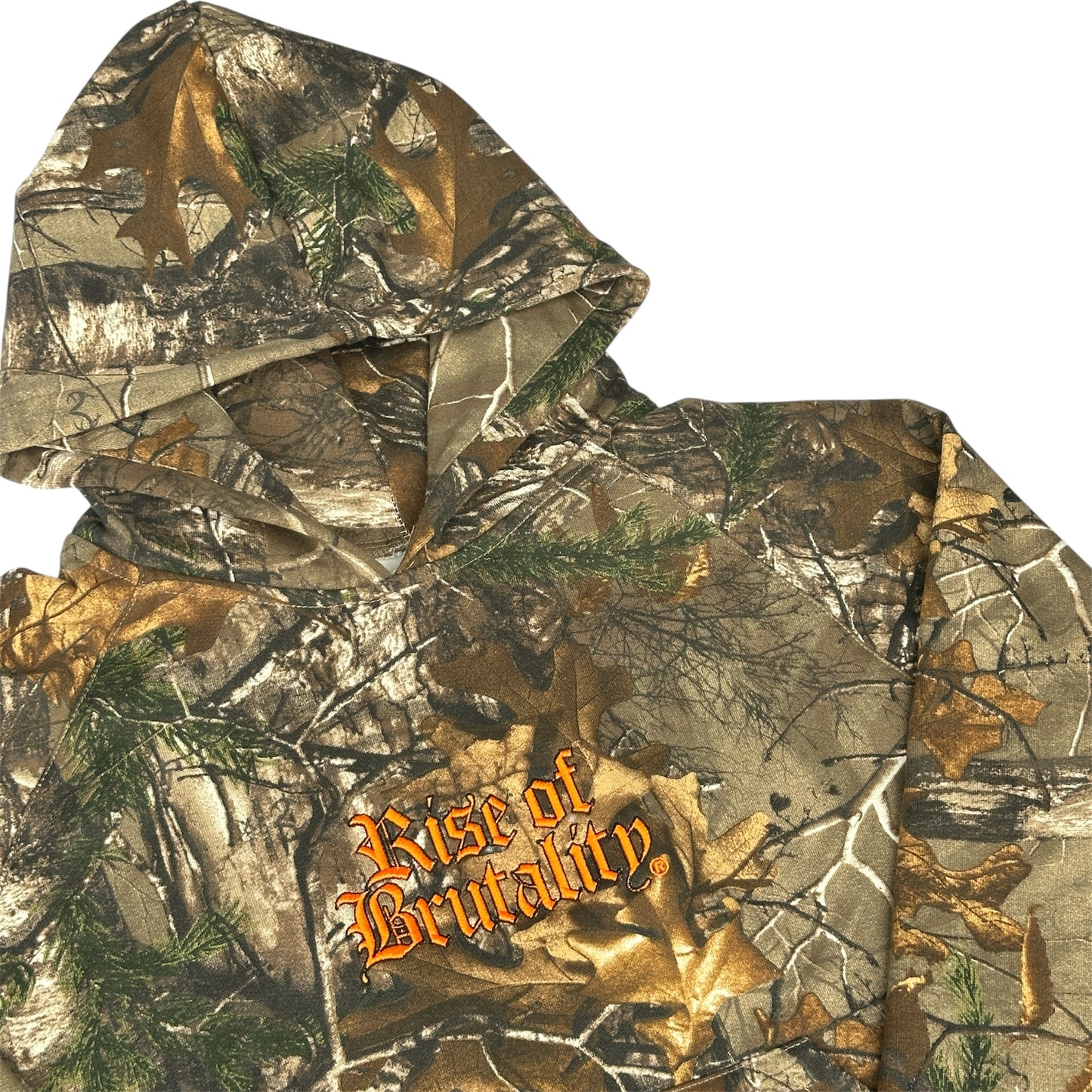 REALTREE EMBROIDERED WORDMARK RAW HEM HOODIE