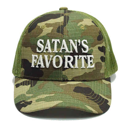 SATAN'S FAVORITE TRUCKER HAT CAMO